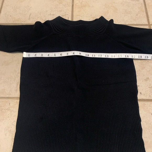 Dressbarn Black Ribbed 3/4 Sleeve Mock Neck Top - Size Large - Picture 3 of 6